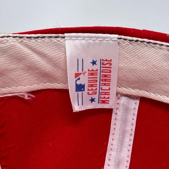 Vintage 90s Philadelphia Phillies Hat Baseball Cap New Era USA Made Snapback Red - Picture 11 of 12